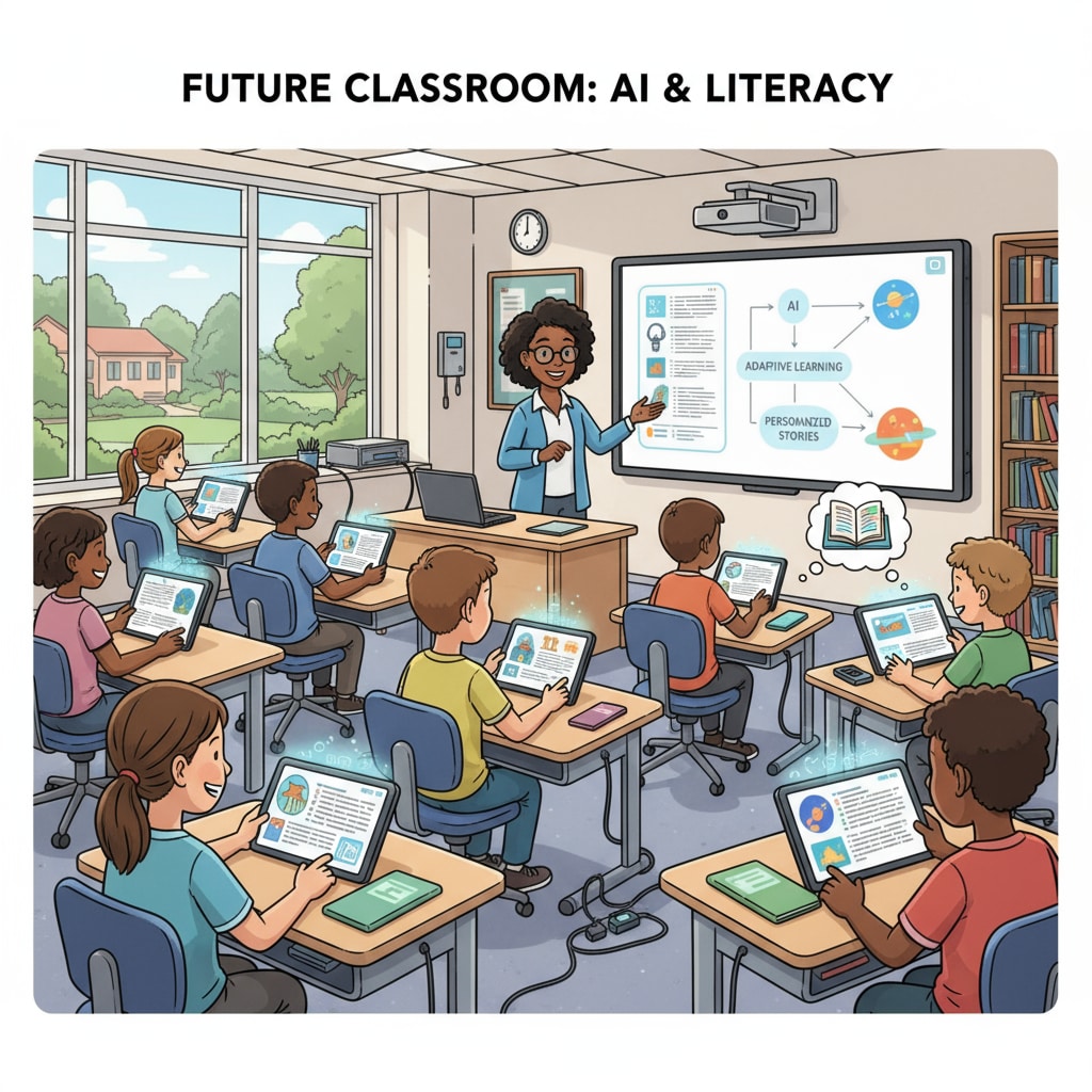 AI-generated reading materials being used in a K12 classroom