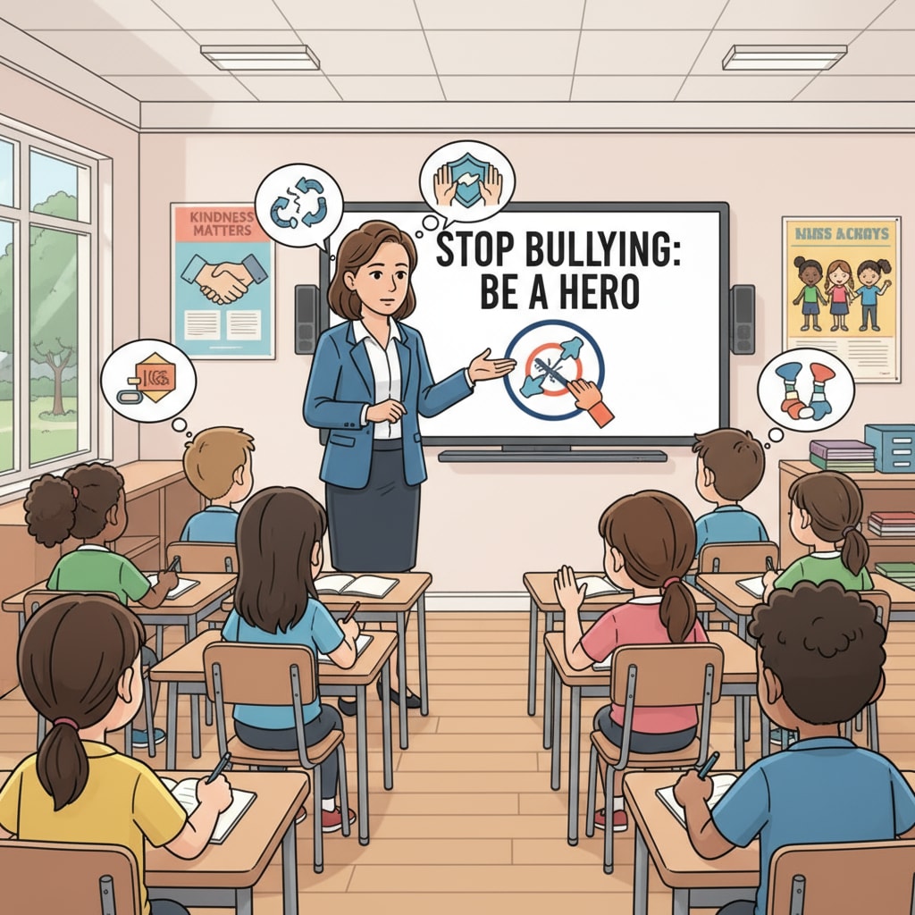 A teacher emphasizing anti-bullying to ensure student safety