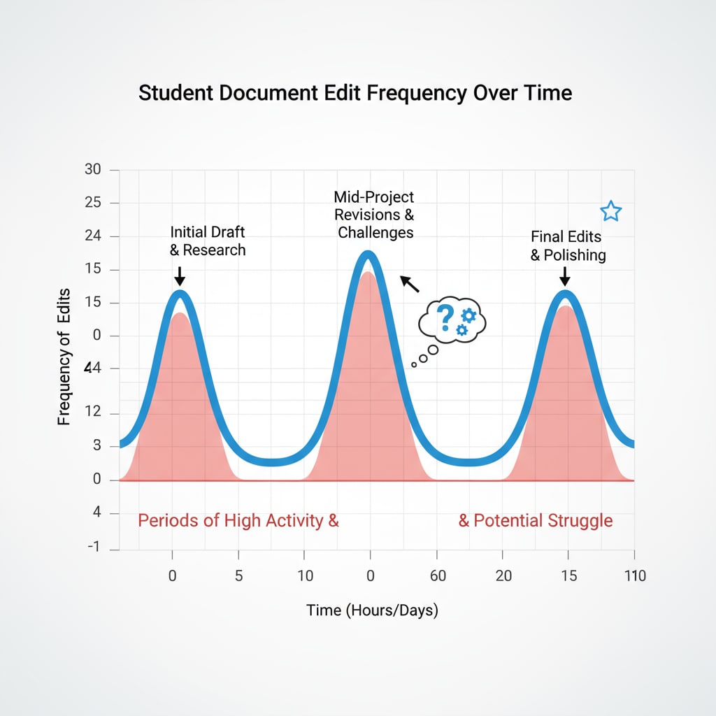 Graph of edit frequency in student document for instructional support