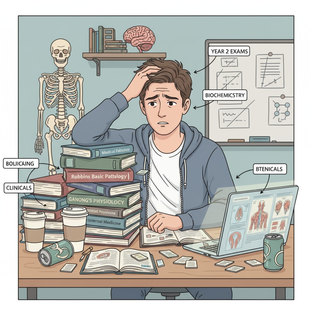 A student facing anxiety due to knowledge gaps while preparing for medical school applications