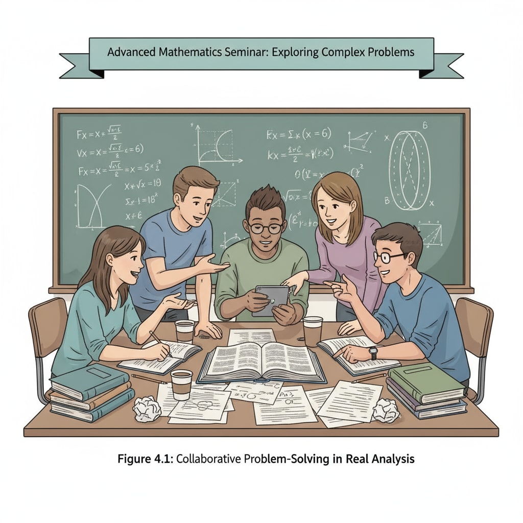 Students discussing advanced math problems in a classroom related to mathematics education, practicality, and advanced math