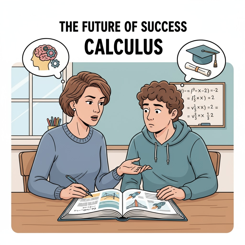 A parent expressing high expectations regarding calculus to a high school freshman as part of high school education and curriculum influence
