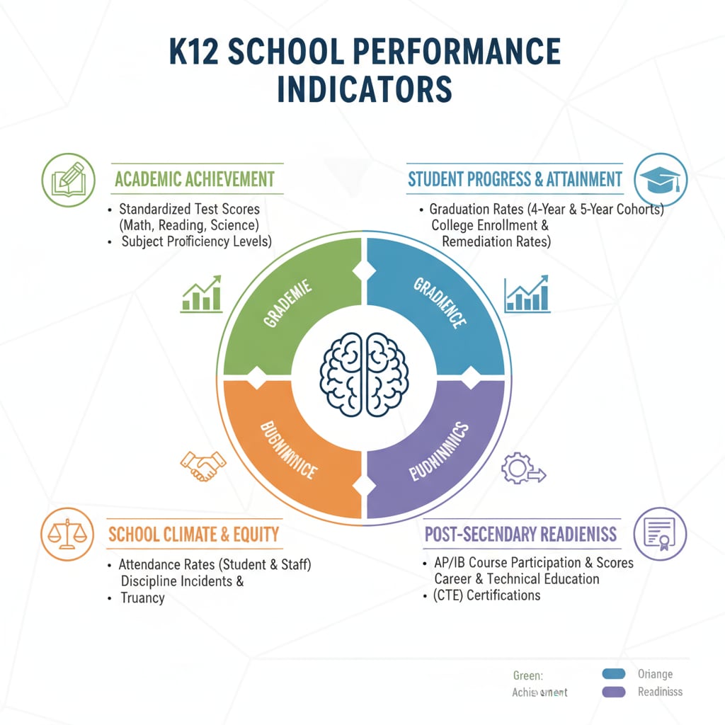 Graph of K12 education performance indicators related to school statistics, PISA, and education indicators