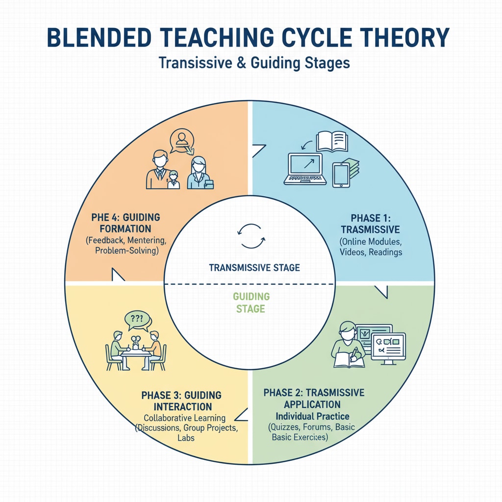 Visual representation of the blended teaching cycle theory in educational context