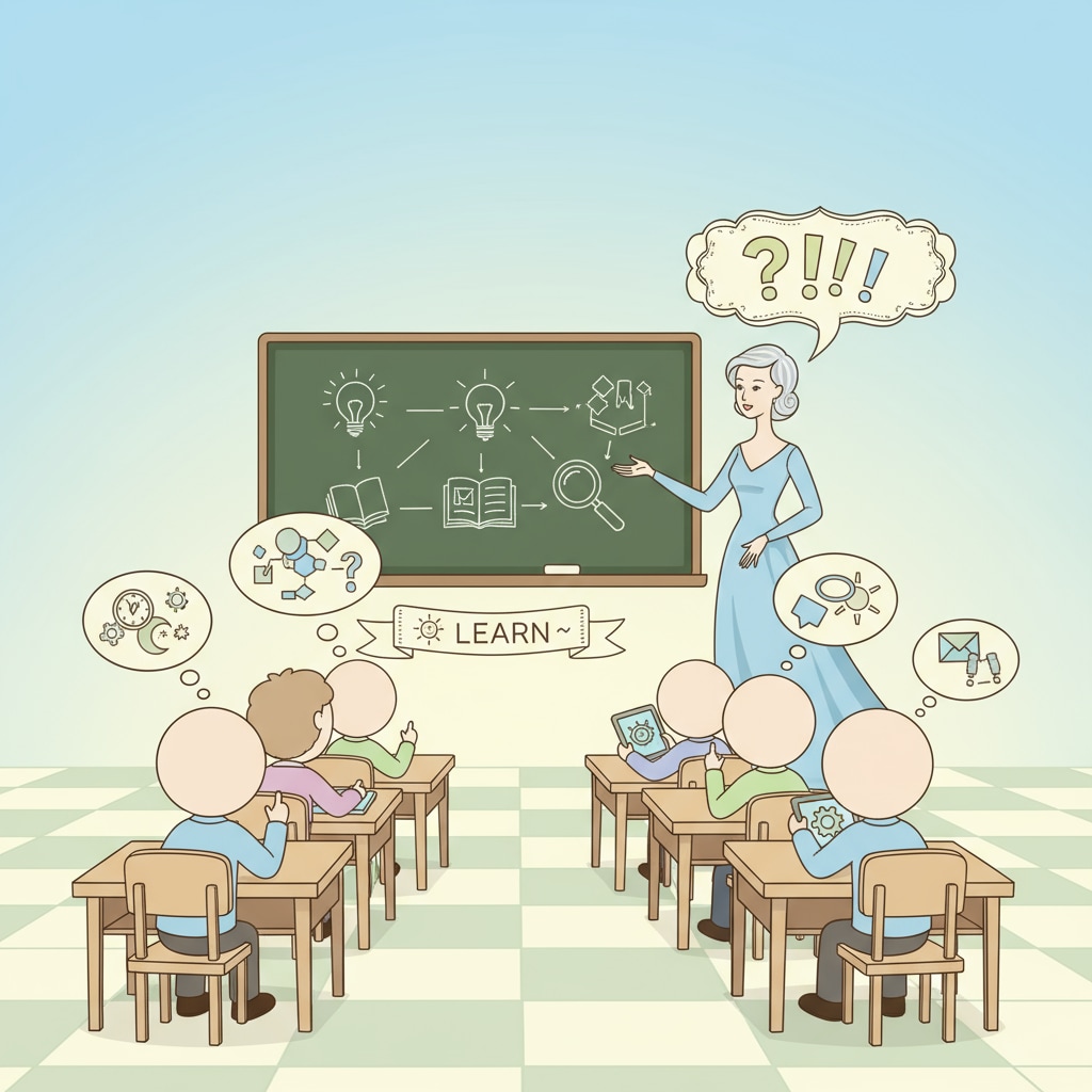 Classroom scene related to school education, life skills, and practical knowledge