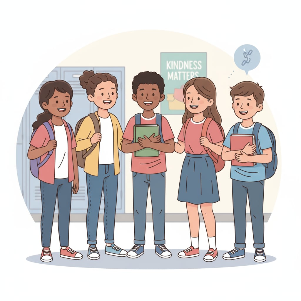 School bullying situation with worried student