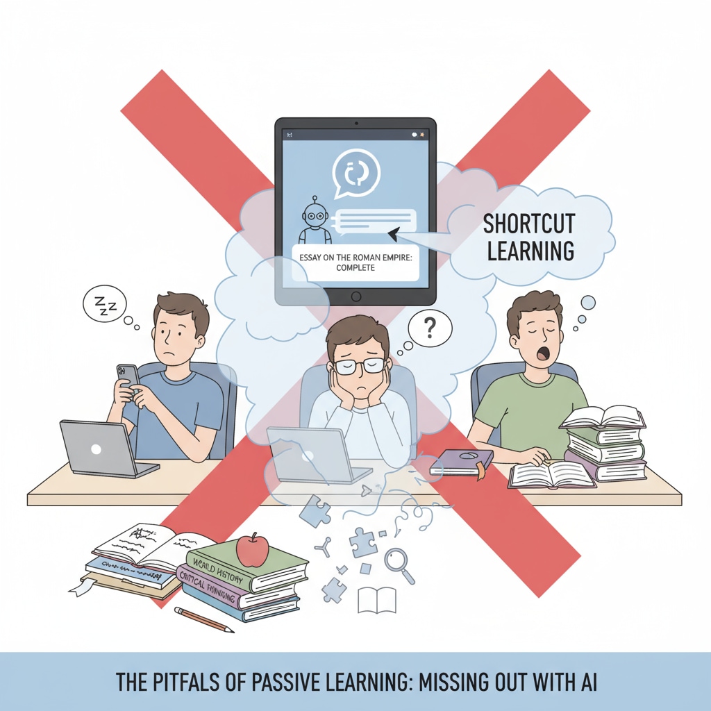 Illustration of students missing out on learning due to cheating with ChatGPT