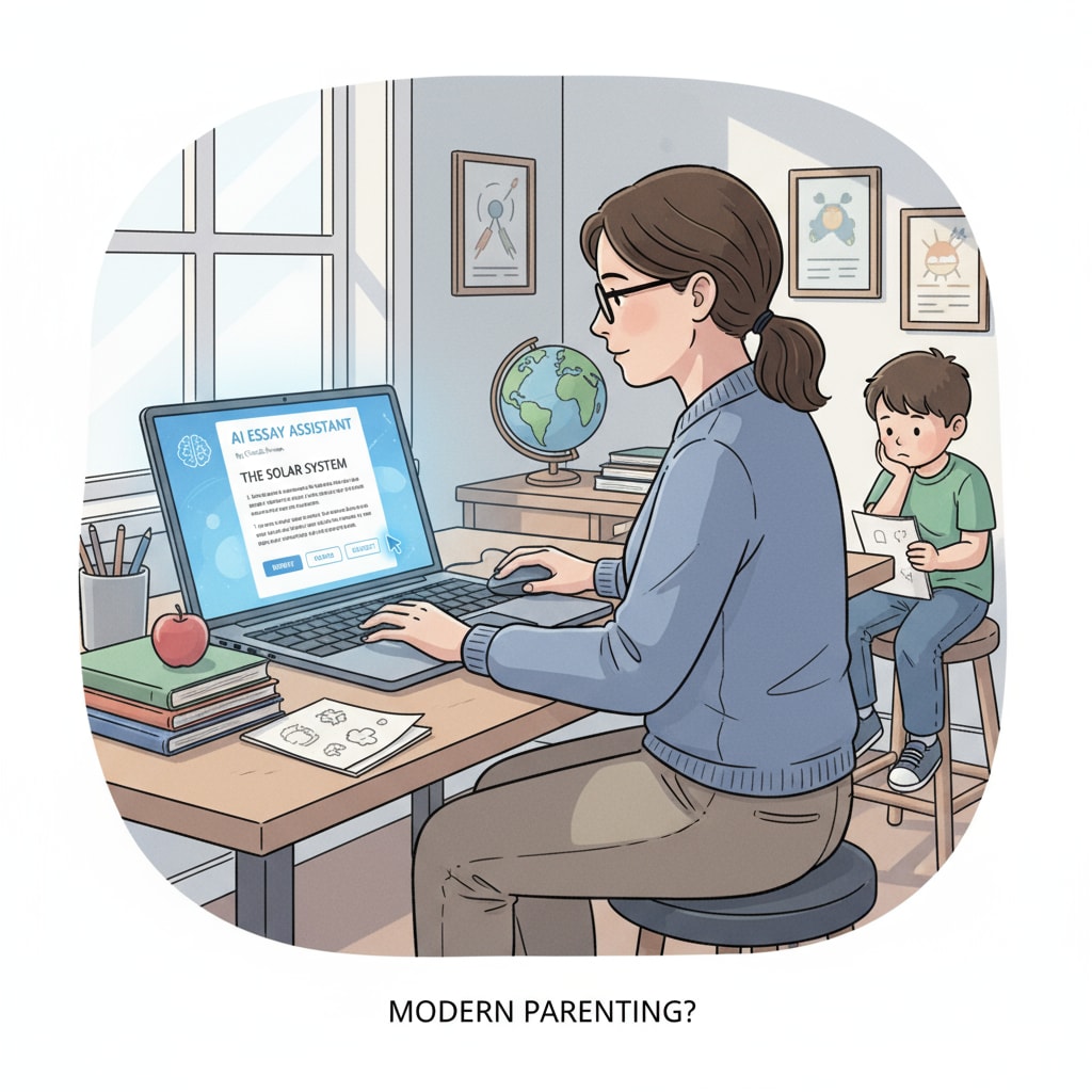 A parent using AI to cheat on a child's writing assignment