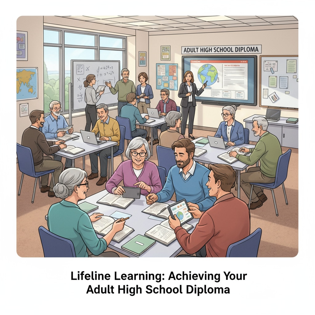 Adult high school classroom for students aiming for college entry