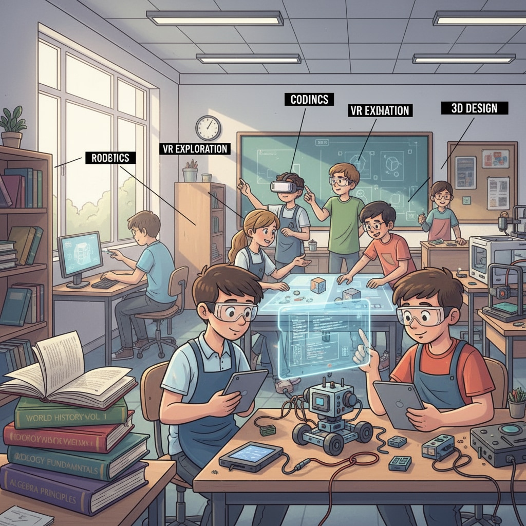 Classroom scene showing the overemphasis on skills over basic knowledge in K12 education