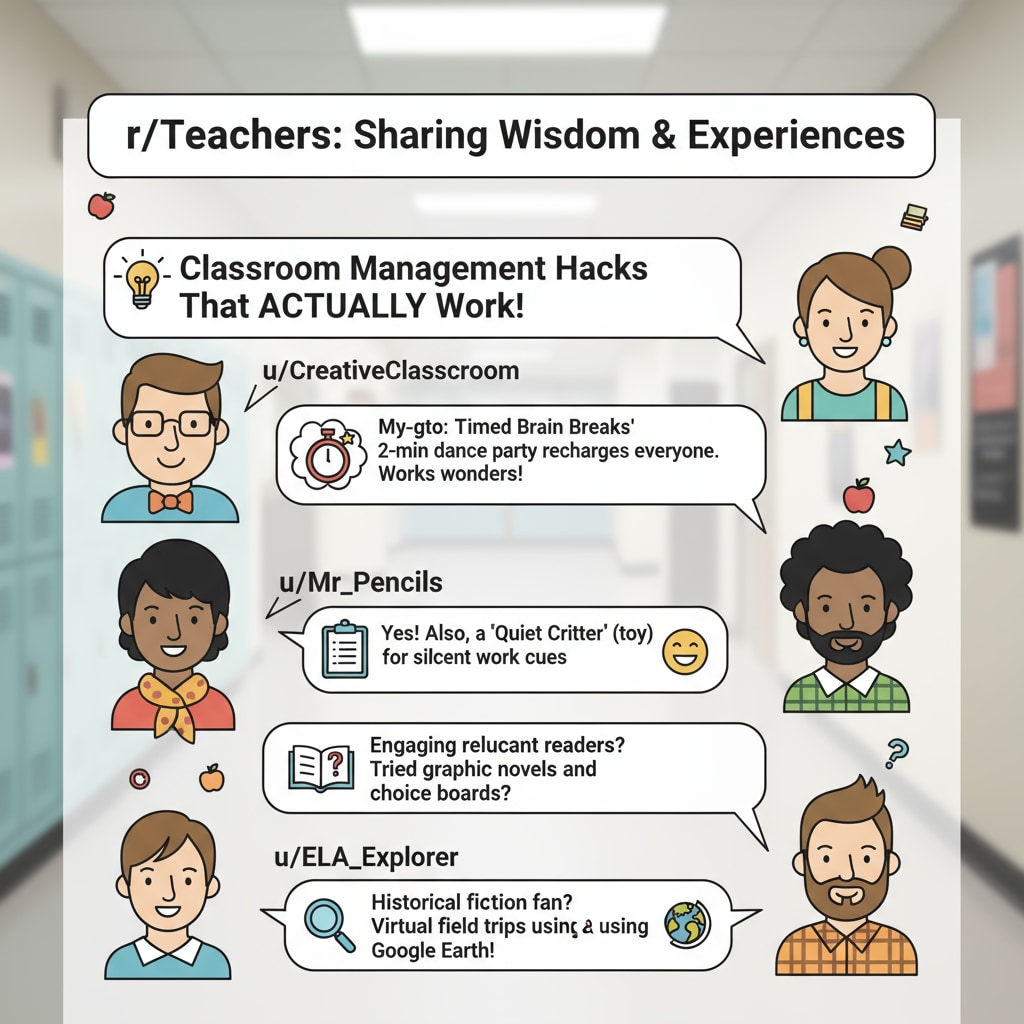Close-up of r/Teachers subreddit discussion thread related to Reddit education community