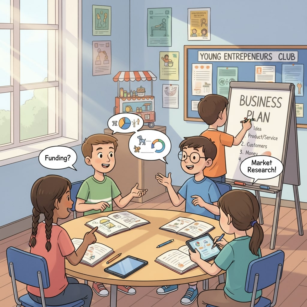 K-12 students engaged in practical entrepreneurial learning activity
