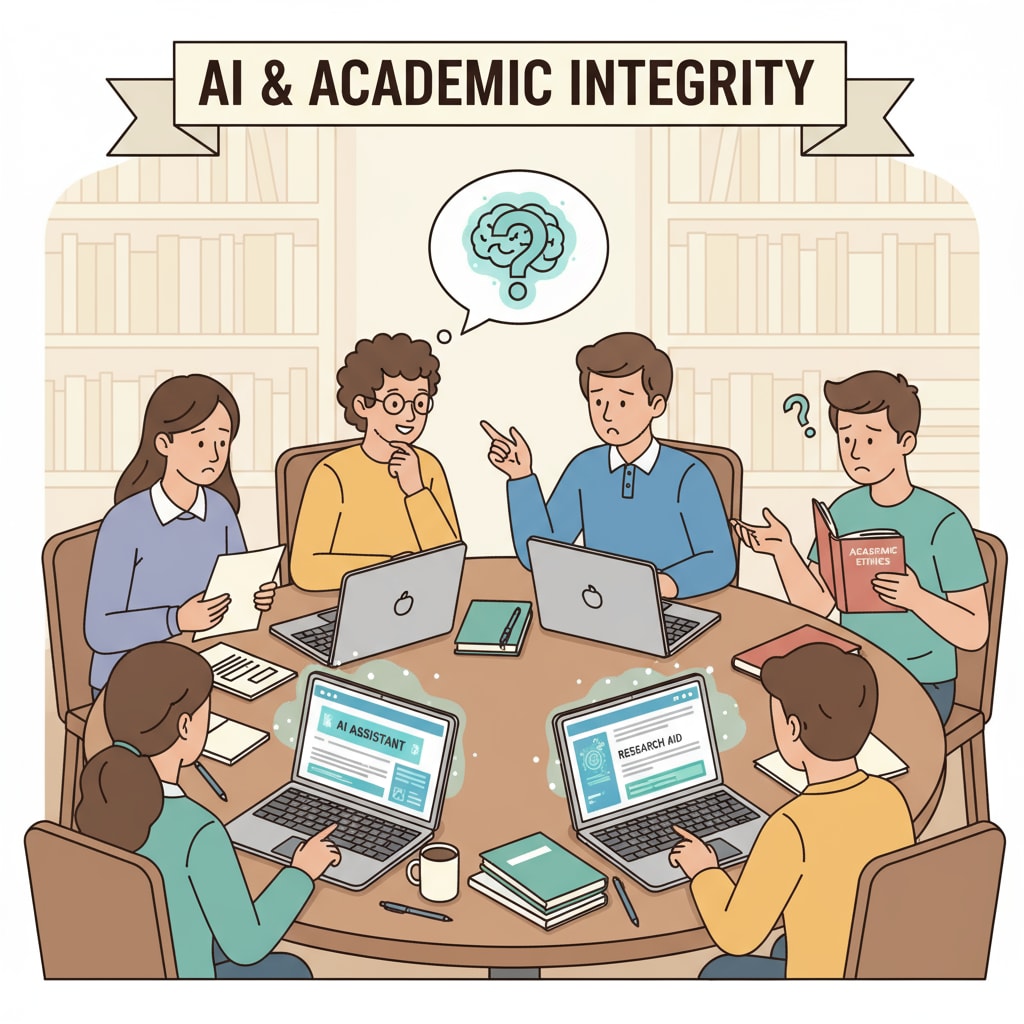 Students discussing academic integrity in the era of AI tools like ChatGPT