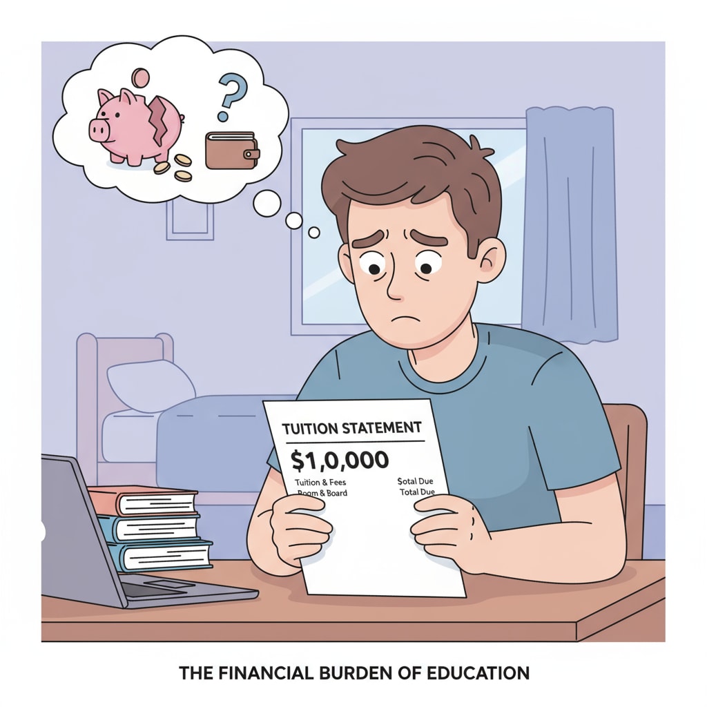A student worried about tuition fees due to financial difficulties