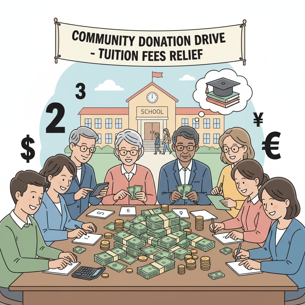 Community members counting donation money to help students with tuition