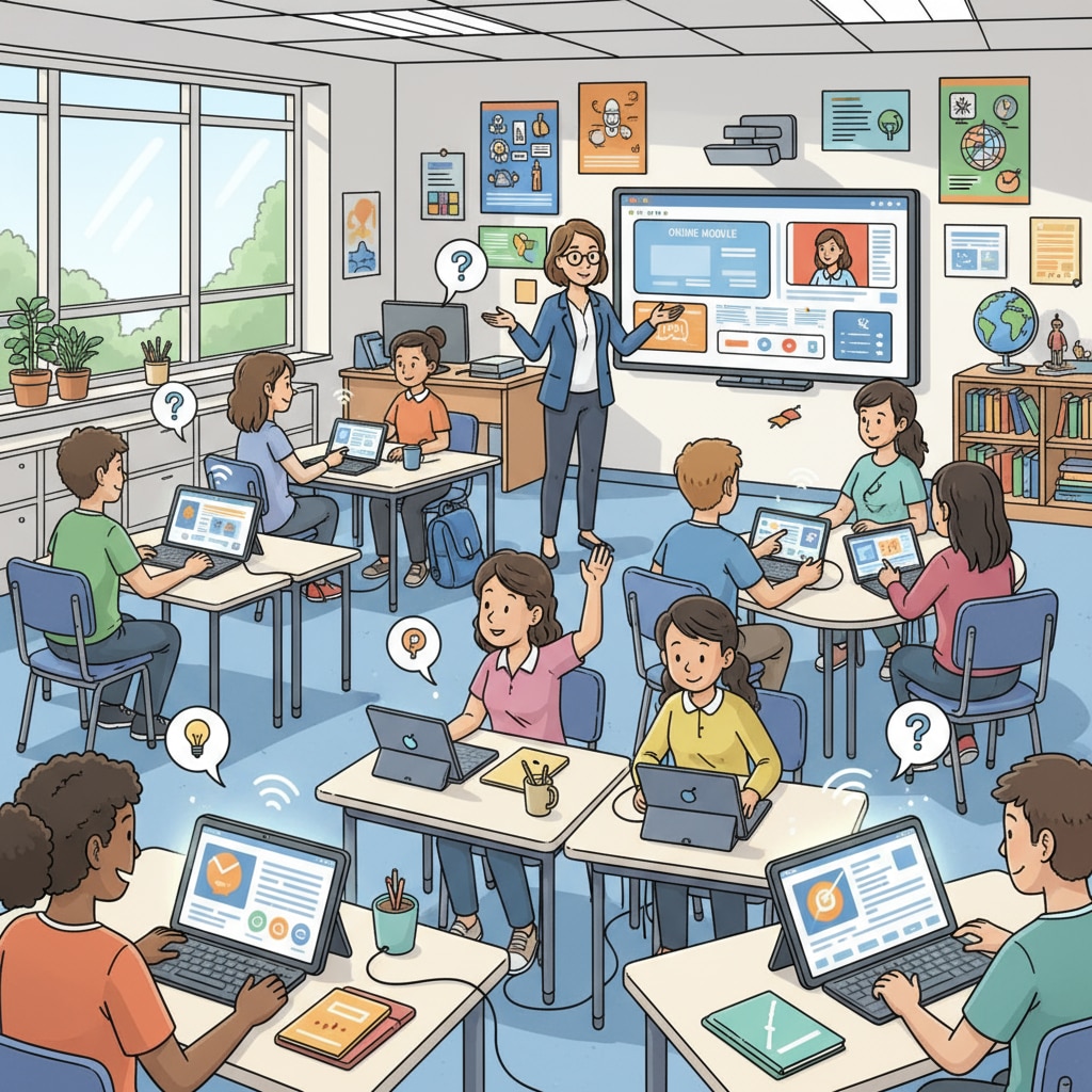 Blended learning activities in a K12 classroom related to blended teaching cycle theory