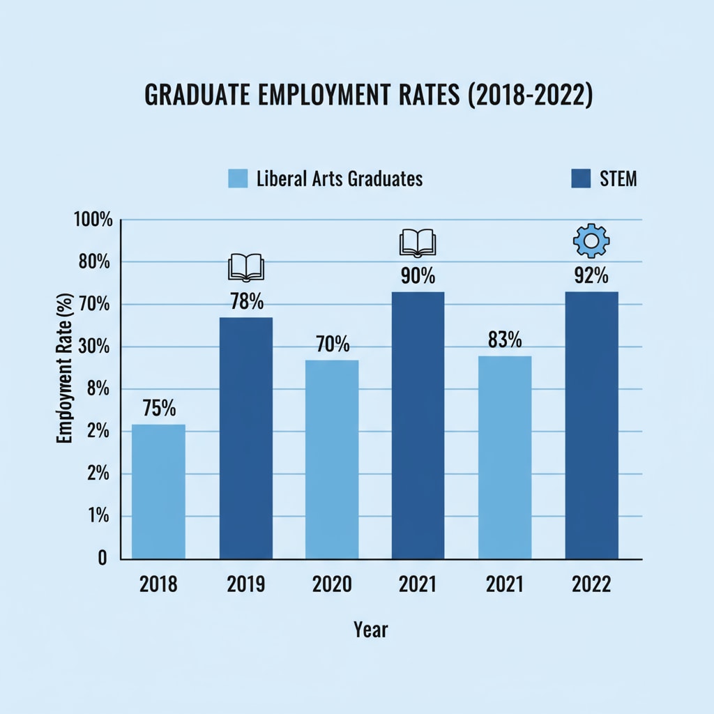 Comparison of employment rates between liberal arts and STEM graduates