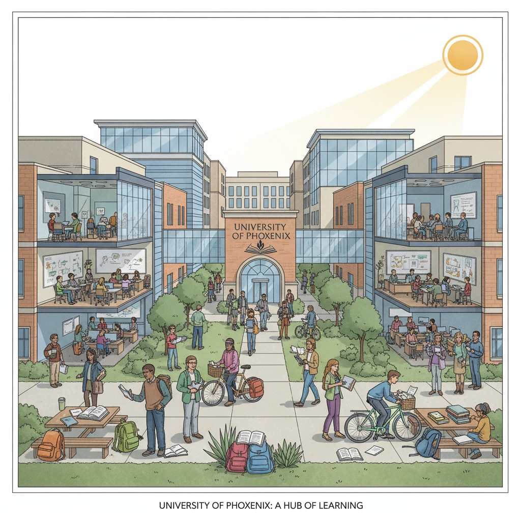 University of Phoenix campus scene related to free degree and career development