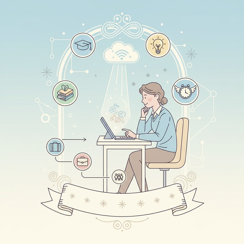 A person studying online for educational improvement to support career growth