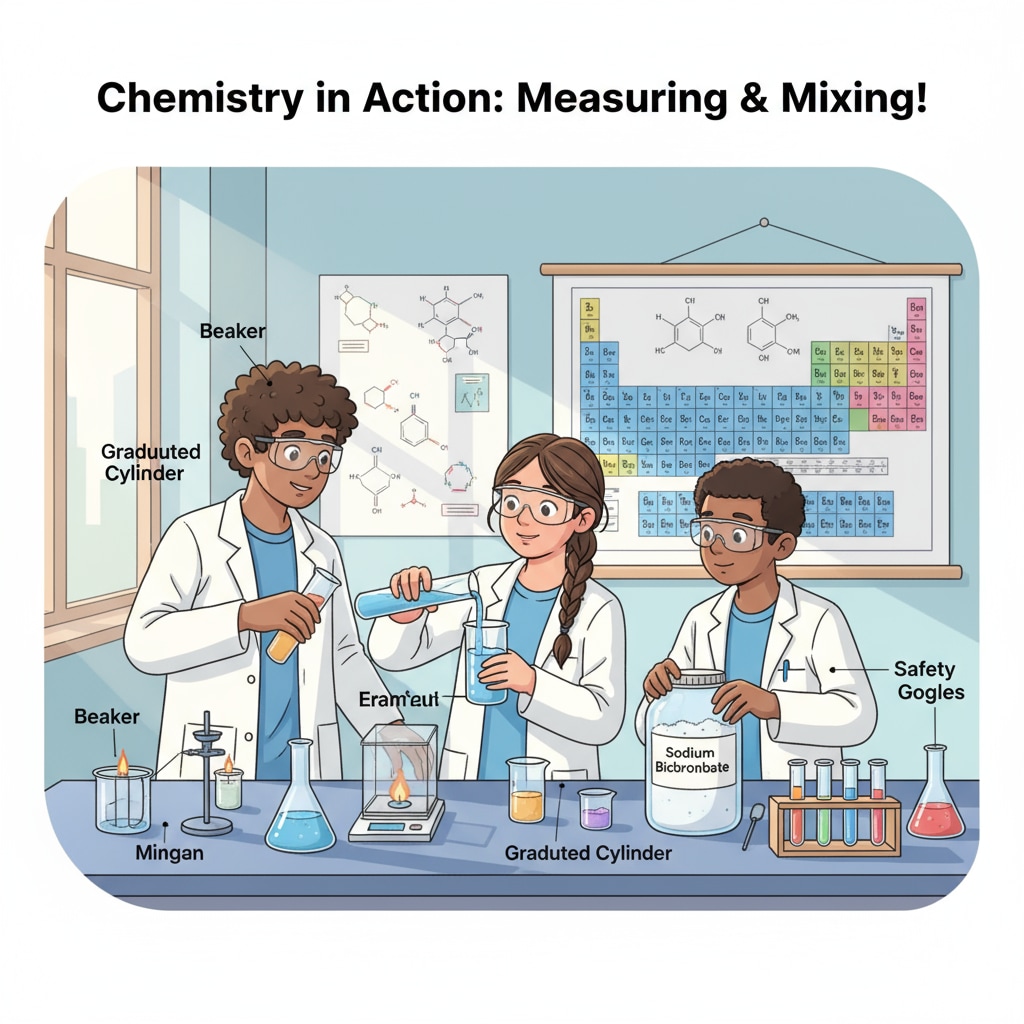K12 students conducting a chemistry experiment related to chemistry, degree choices, and career planning