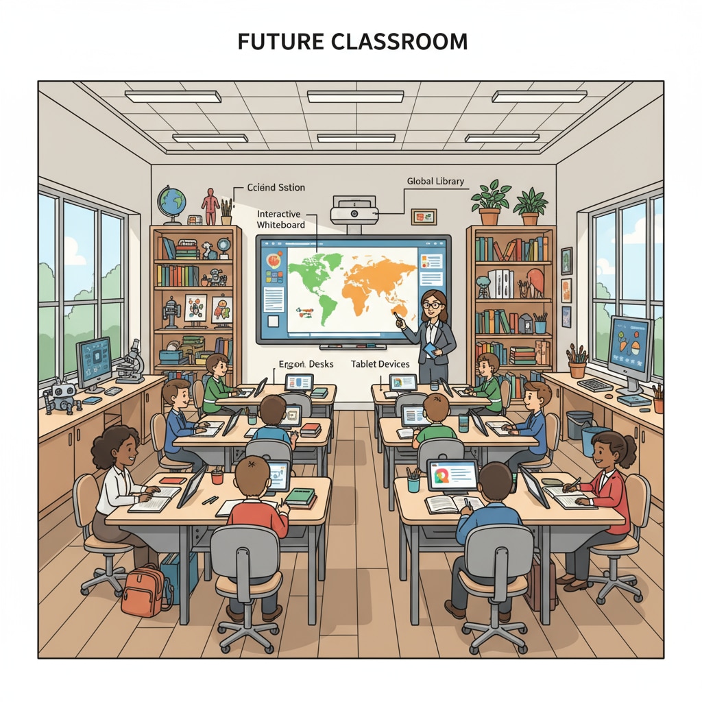 A classroom in a wealthy area showing the difference in resource allocation related to educational inequality and curriculum reform