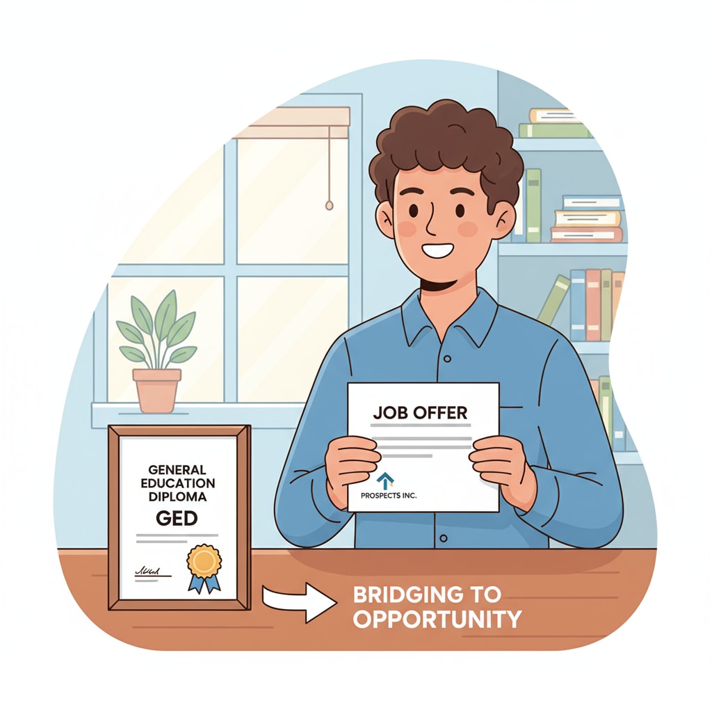 A person with a GED certificate achieving a positive employment outcome, relevant to the situation of depressed teens seeking better job opportunities