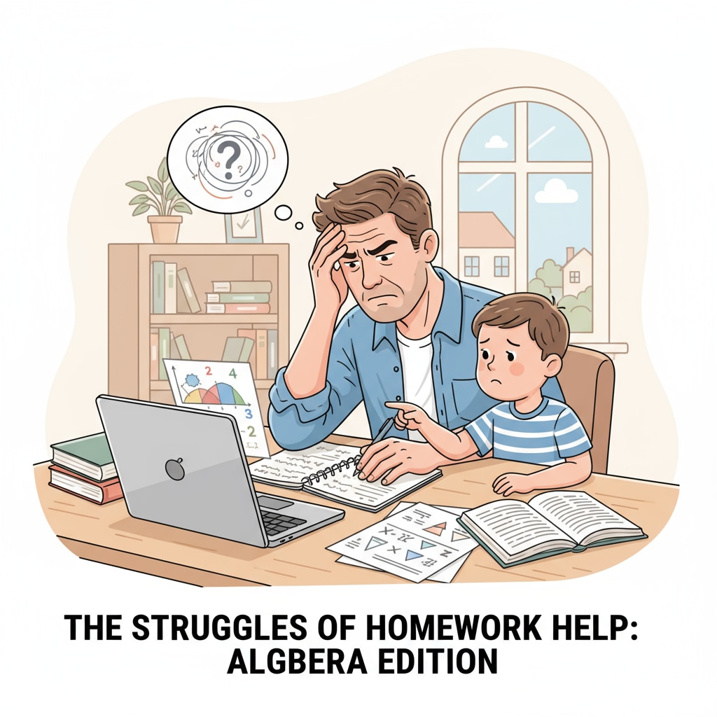 A parent struggling to assist a child with math on a digital device during digital learning