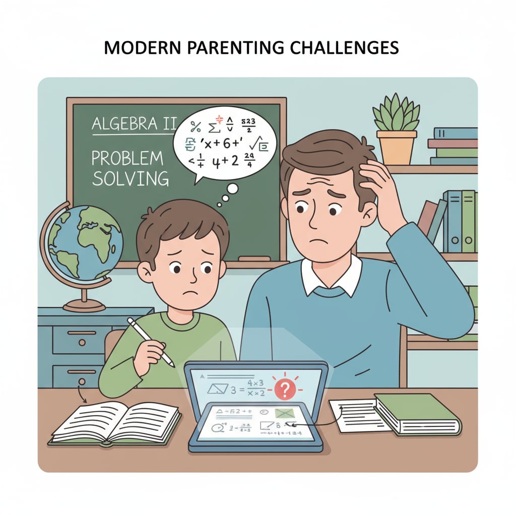A child and parent facing difficulties with math exercises on a digital platform