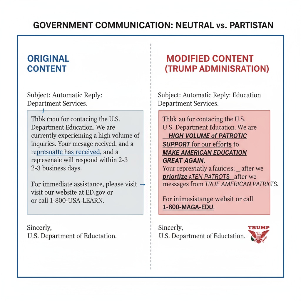 Comparison of original and modified Education Department email automatic reply content