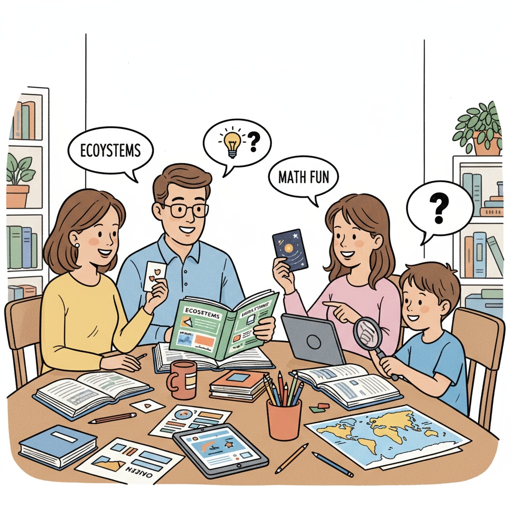 A family discussing home schooling plans, which may be influenced by parental biases and educational horizons.