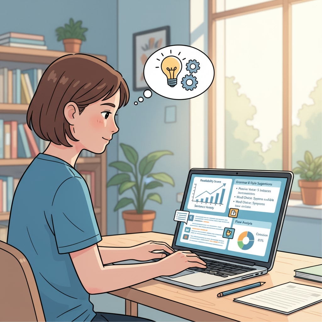 A student using an AI writing tool for writing analysis