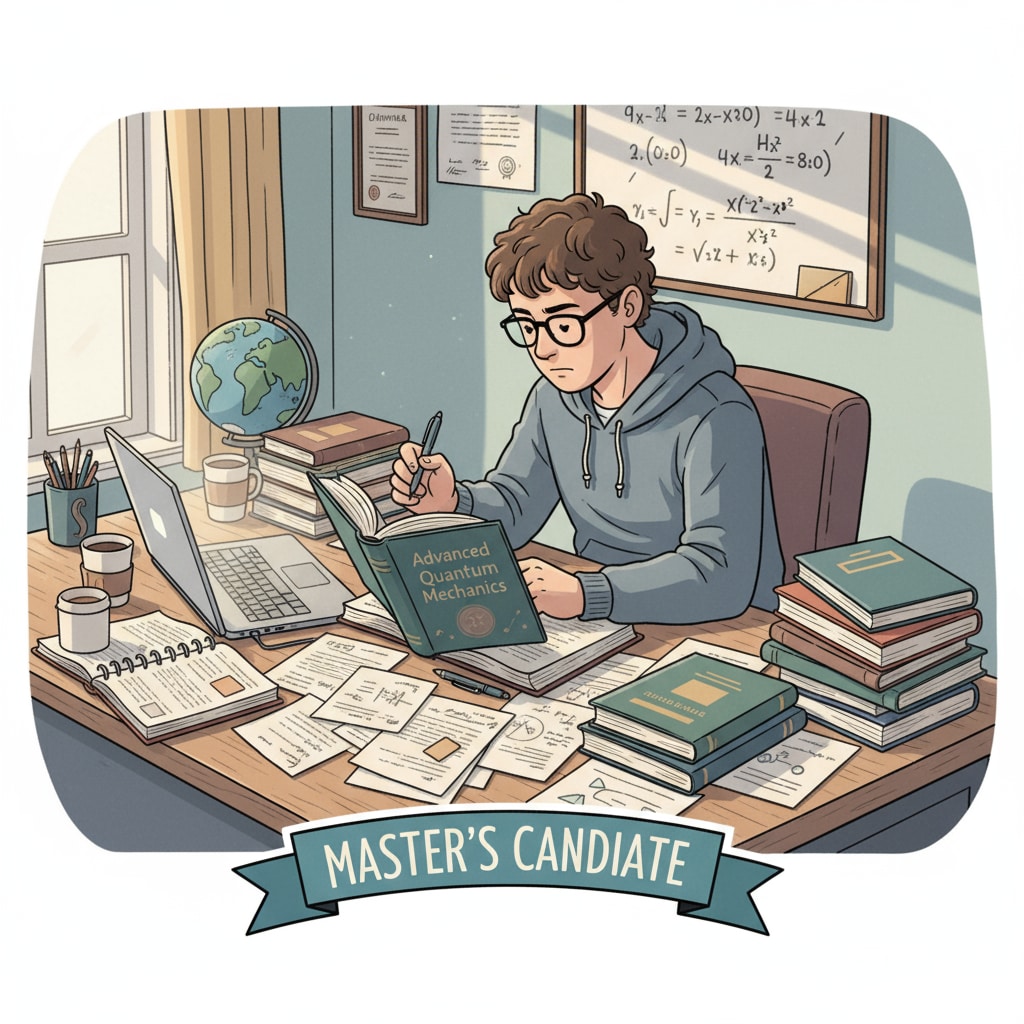 A student managing workload and stress during master's degree studies.