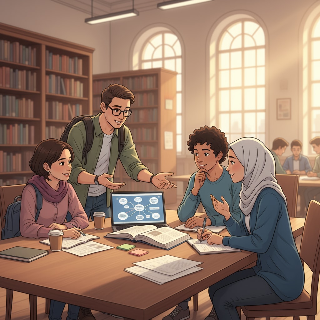 Students forming a support system to manage stress during master's degree.