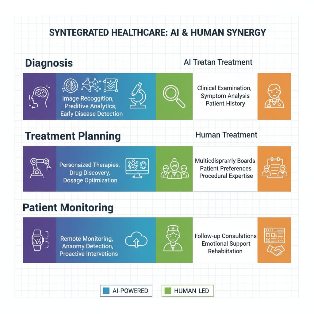 Graph of AI and human treatment applications in healthcare