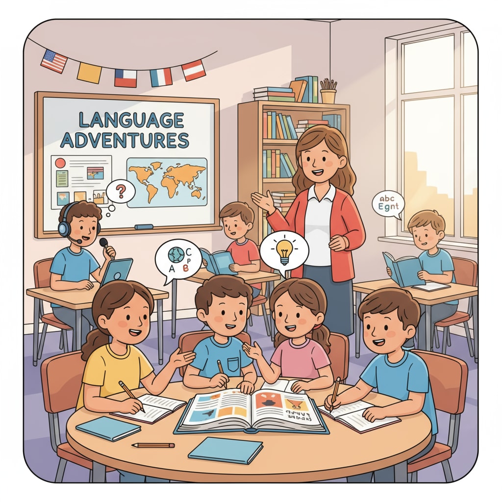 K12 students engaged in language learning activities related to language learning, polyglots, and learning methods