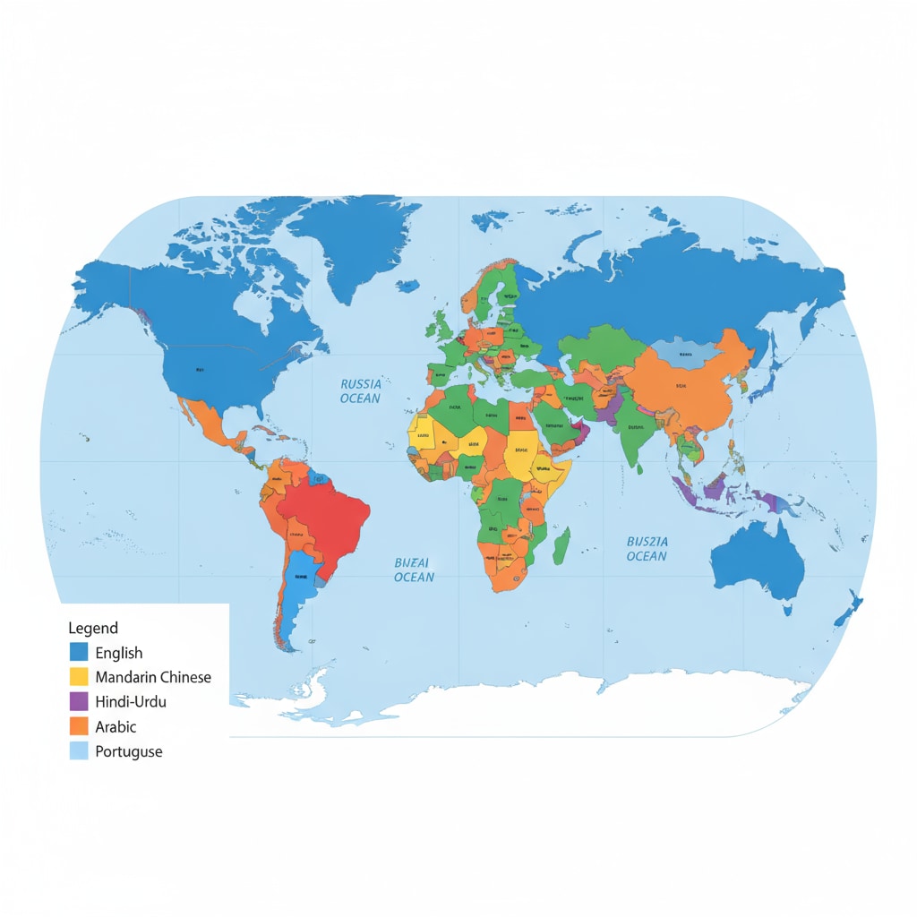 Map showing language distribution around the world relevant to language learning, polyglots, and learning methods