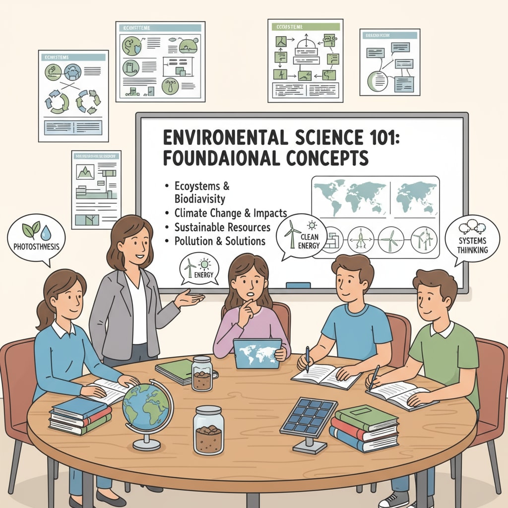 Students learning environmental science concepts in a classroom without prior knowledge