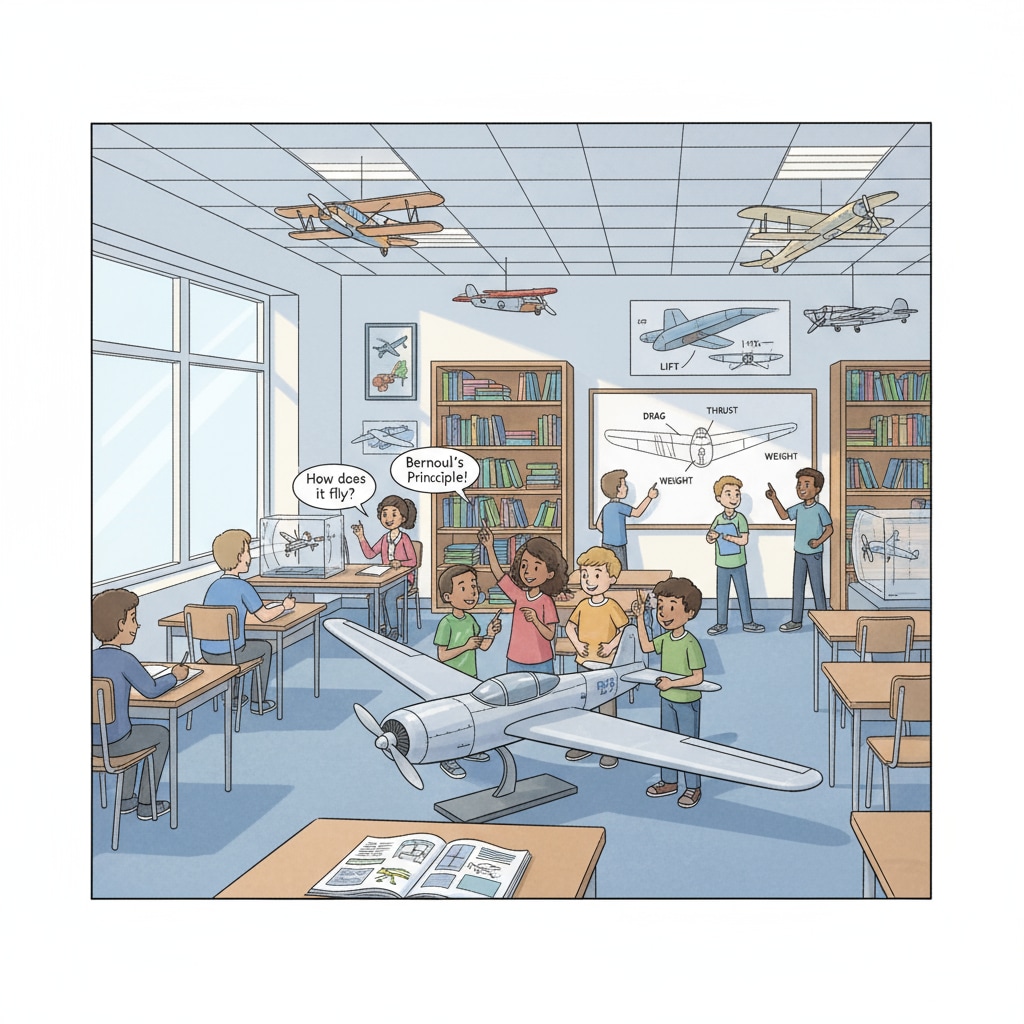 K12 students learning about aviation concepts to develop pilot skills, communication, decision-making, and situation awareness
