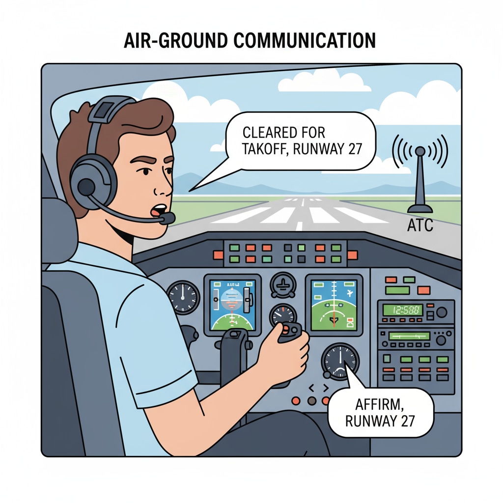 A pilot demonstrating communication skills which are essential for pilot skills, decision-making, and situation awareness
