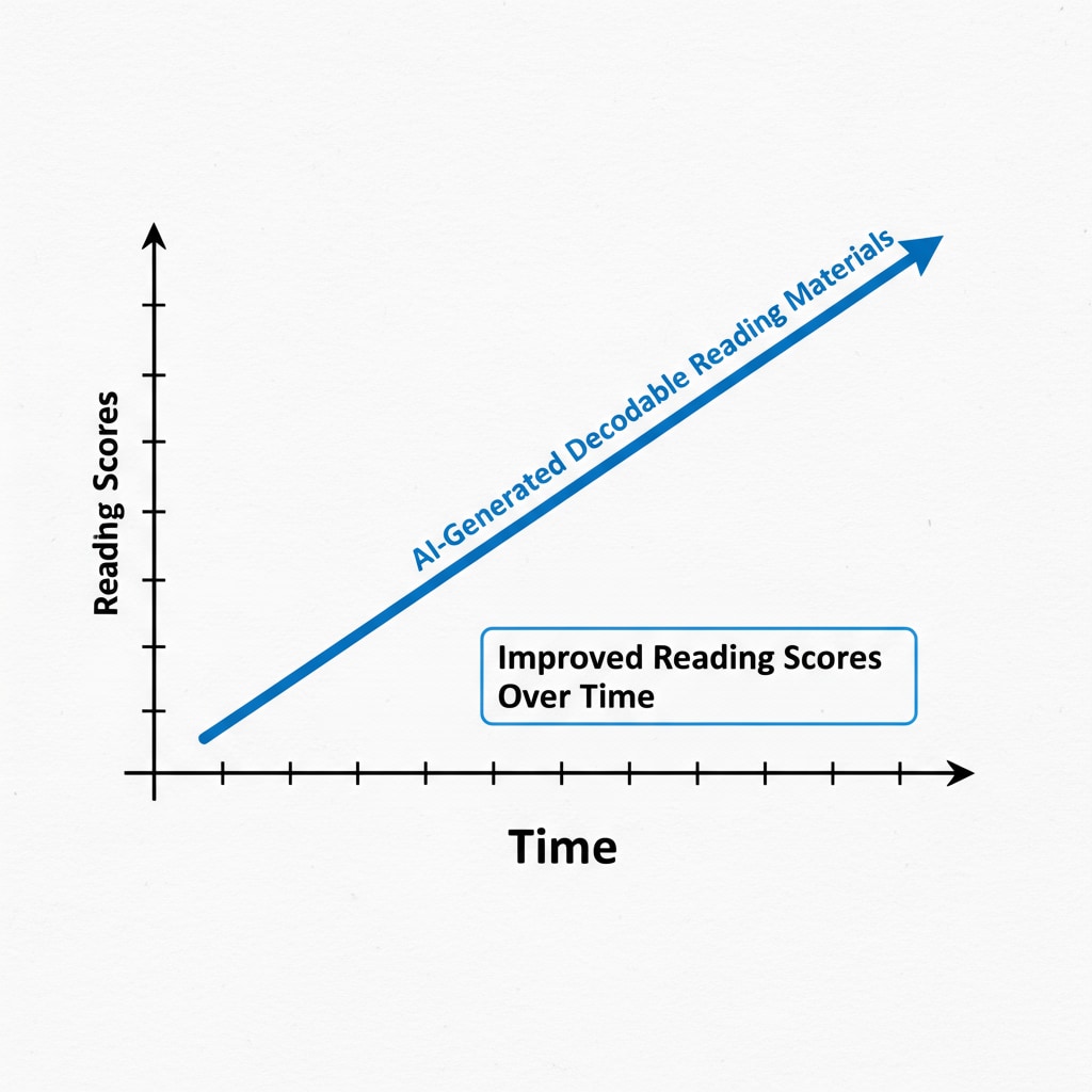 Graph showing improvement in reading scores with AI-generated decodable reading materials
