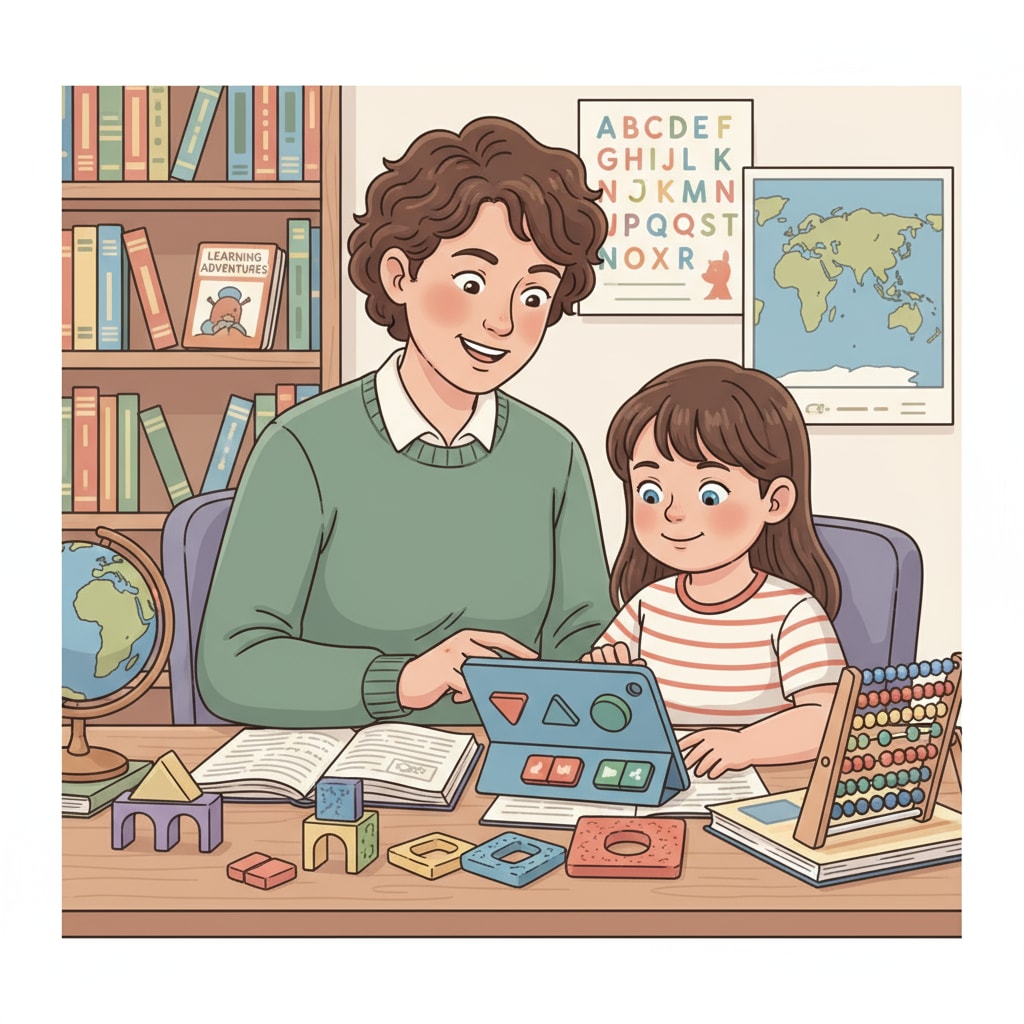 A special needs child receiving personalized education at home through homeschooling