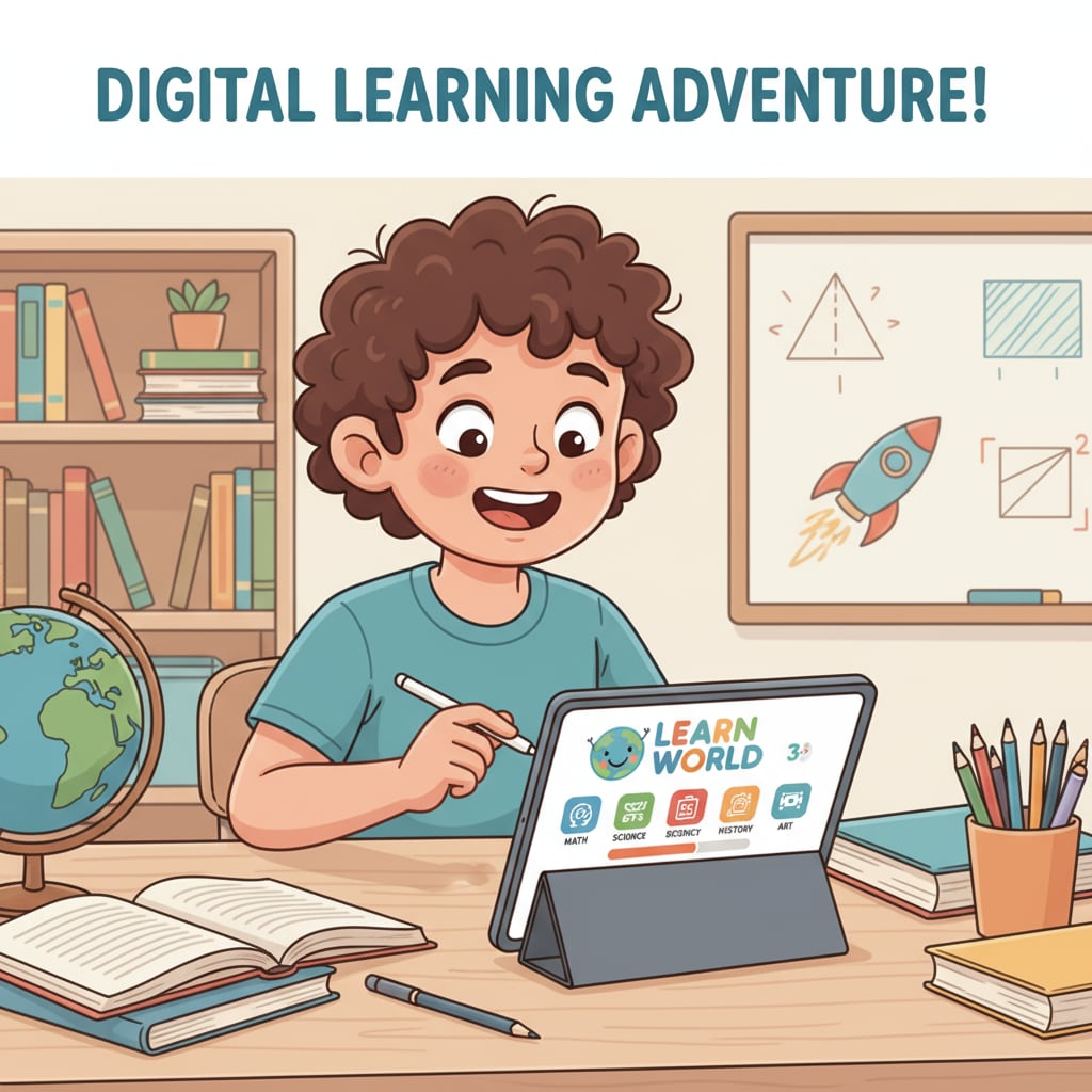 A child using digital platforms for family education as part of the educational plan.