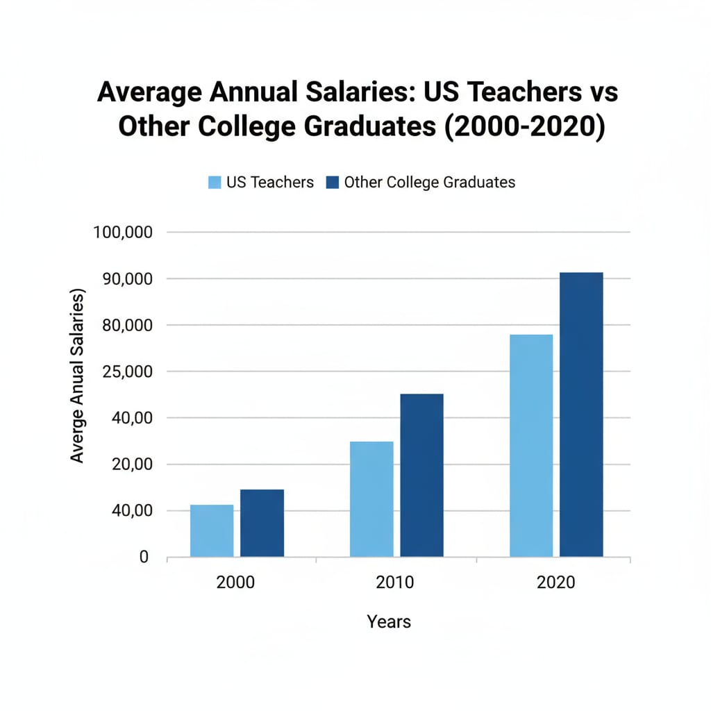 A bar graph showing the salary gap between US teachers and other college graduates