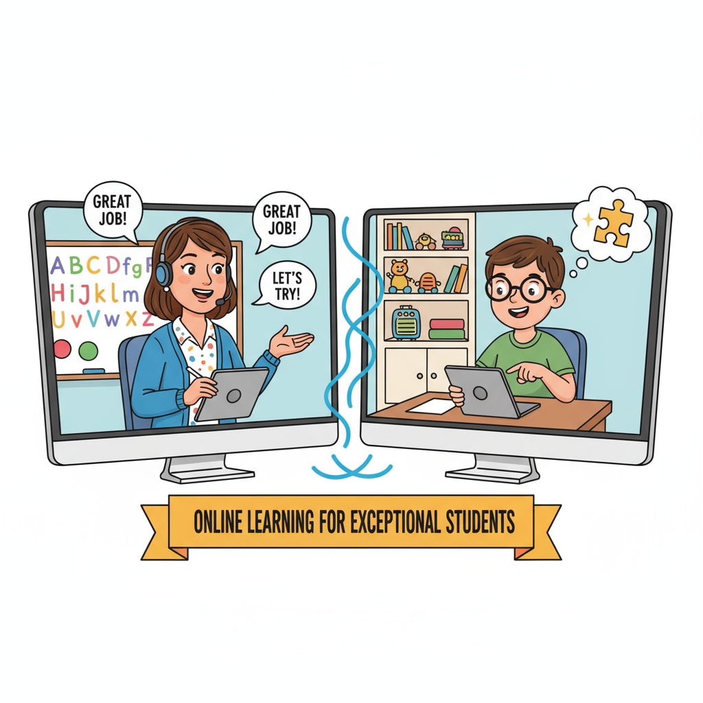 Special education teacher providing online tutoring for remote income