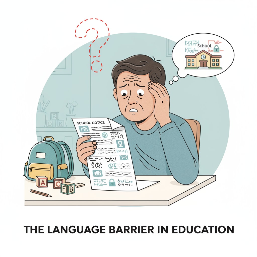 Non-white parent facing language barrier in educational context
