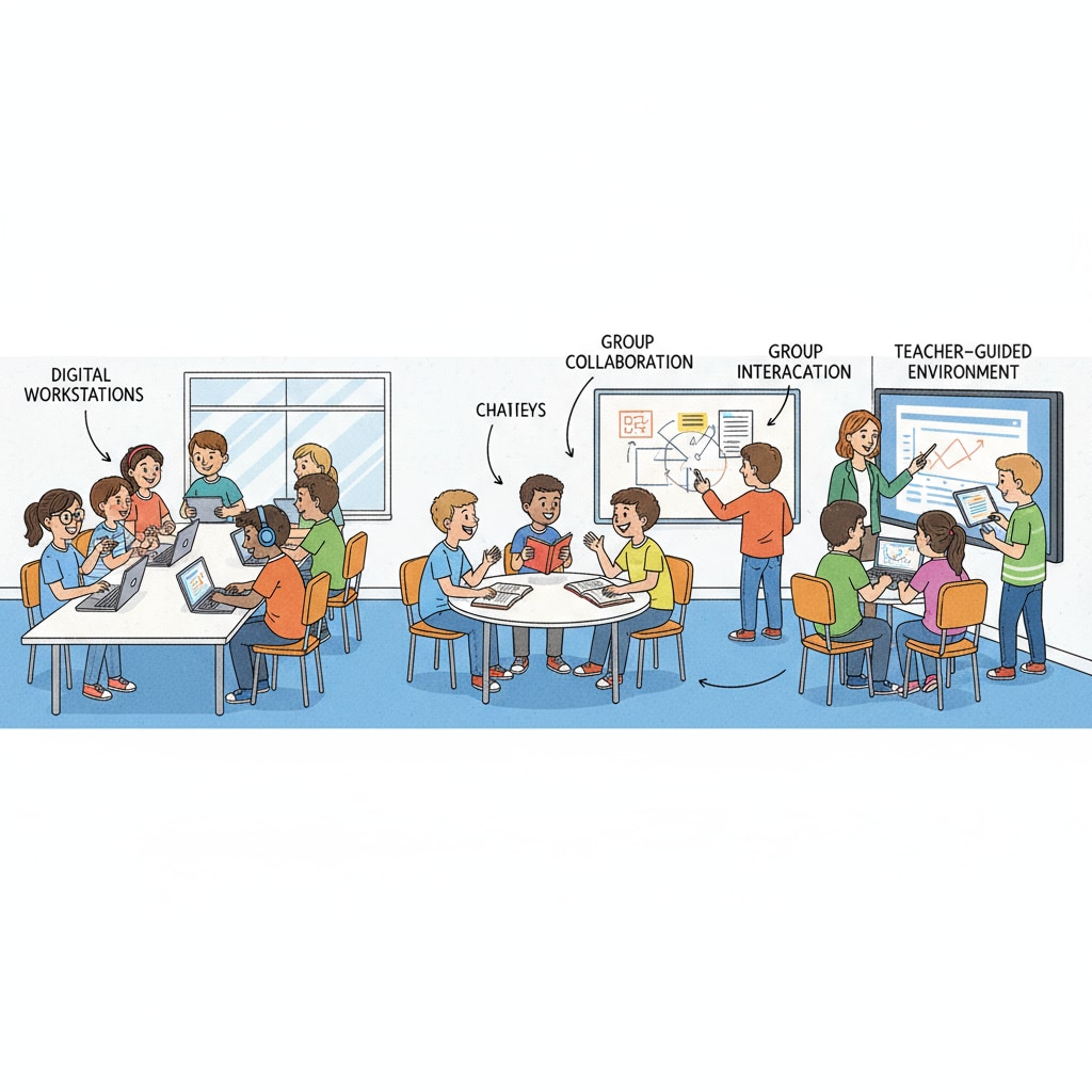 Students engaged in a blended teaching cycle activity