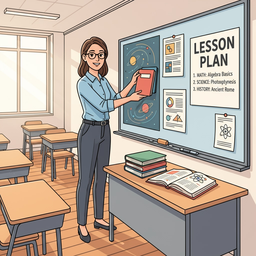 Teacher preparing for a blended teaching class