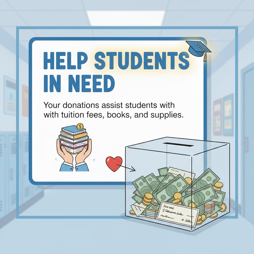 Community donation box to assist students with economic hardship and tuition fee problems