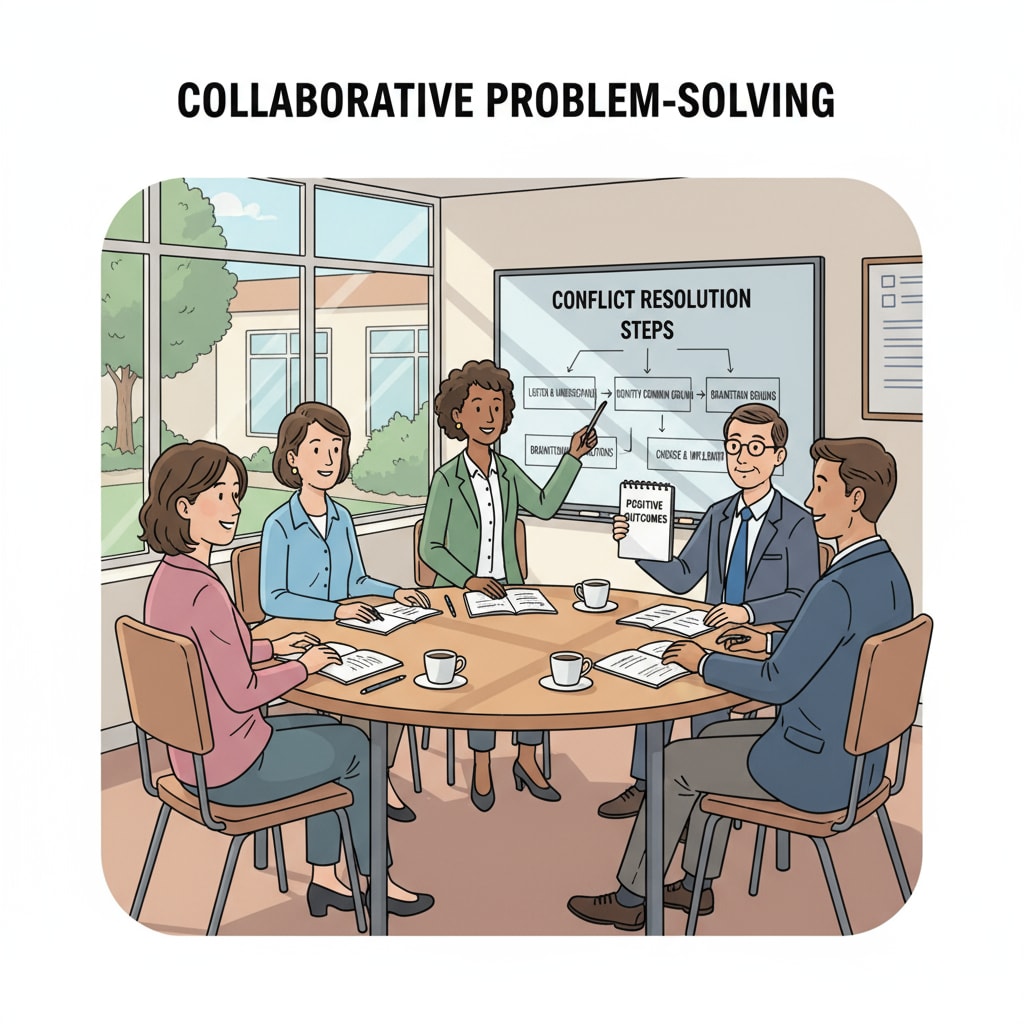 Teachers resolving conflicts through discussion in a school management context
