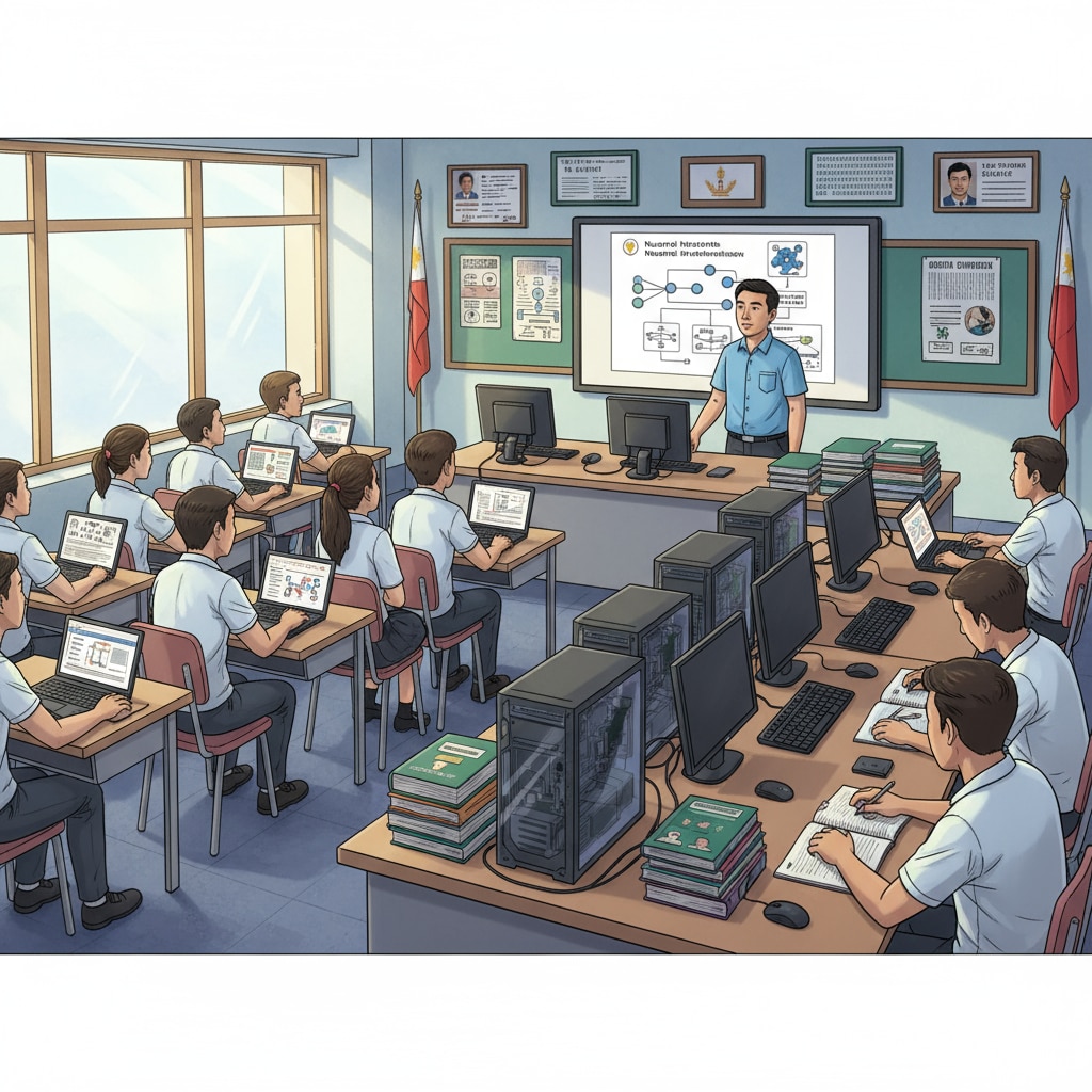 Filipino students in a local computer science class related to study choices, robotics, and education costs
